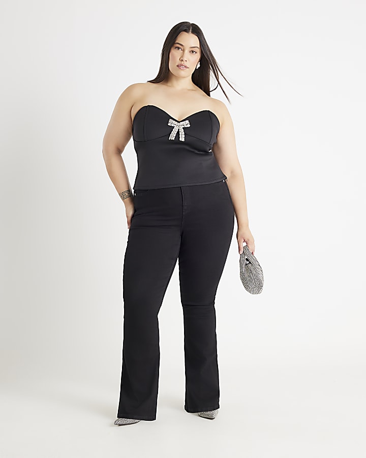 Black High Rise Sculpt Flare Jeans