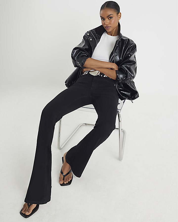 Black High Rise Sculpt Flare Jeans