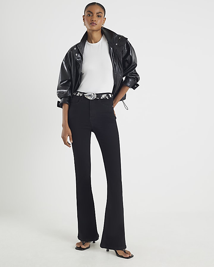 Black High Rise Sculpt Flare Jeans