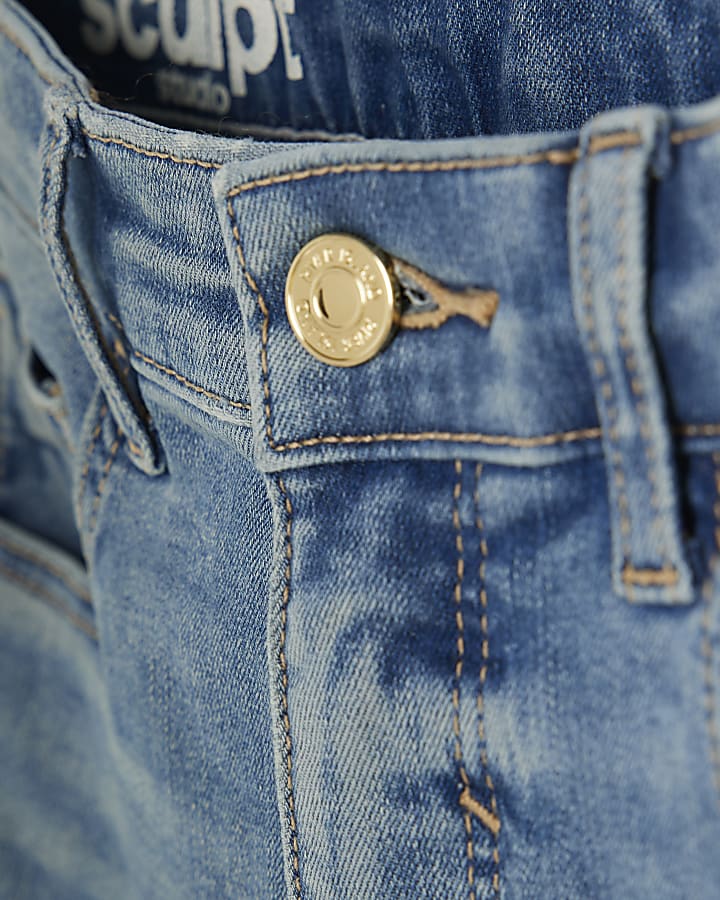 Blue High Rise Tummy Hold Sculpt Flared Jeans