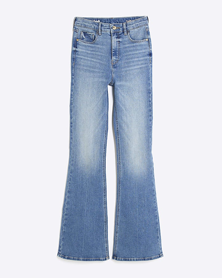 Blue High Rise Tummy Hold Sculpt Flared Jeans