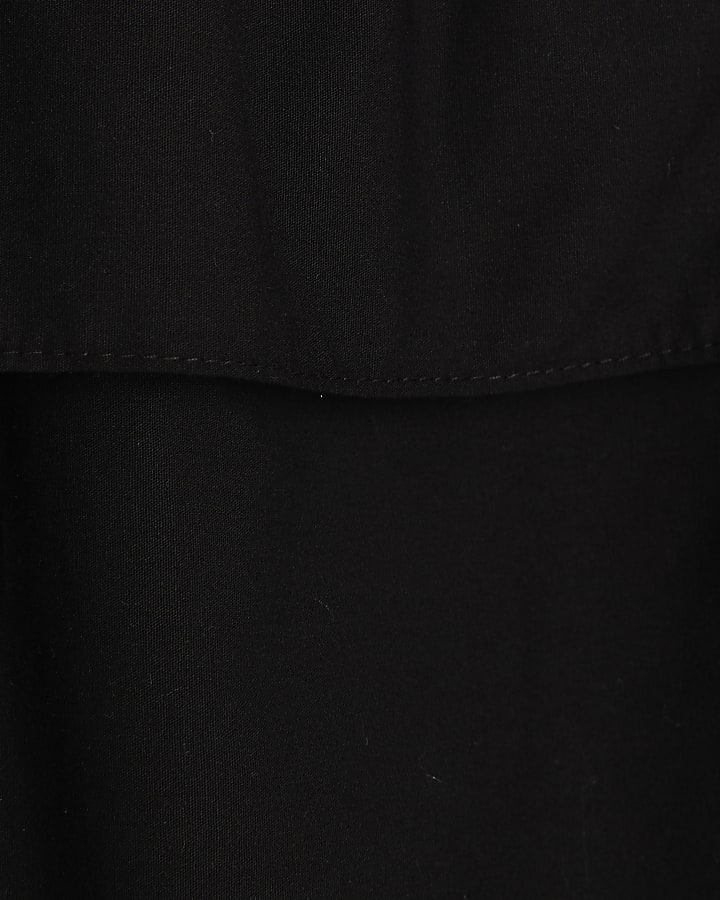 Black Ruffle Bardot Mini Dress