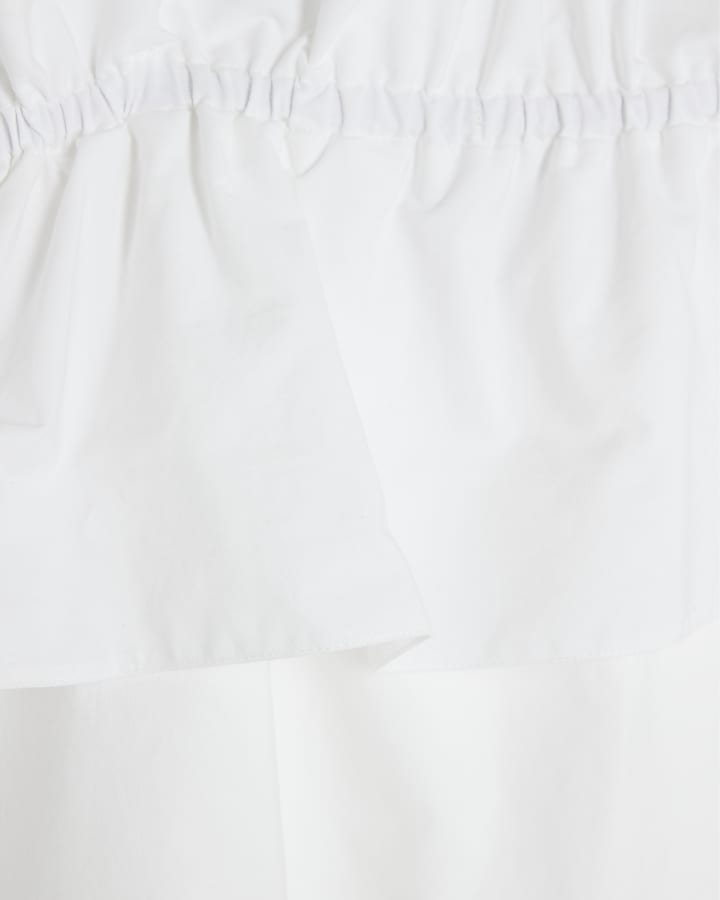 White Ruffle Bardot Top