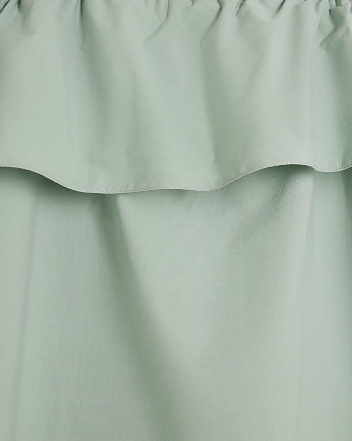 Green Ruffle Bardot Top
