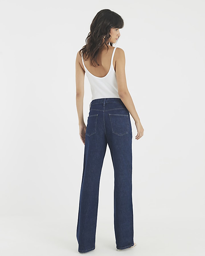 Blue Relaxed Straight Leg Jeans