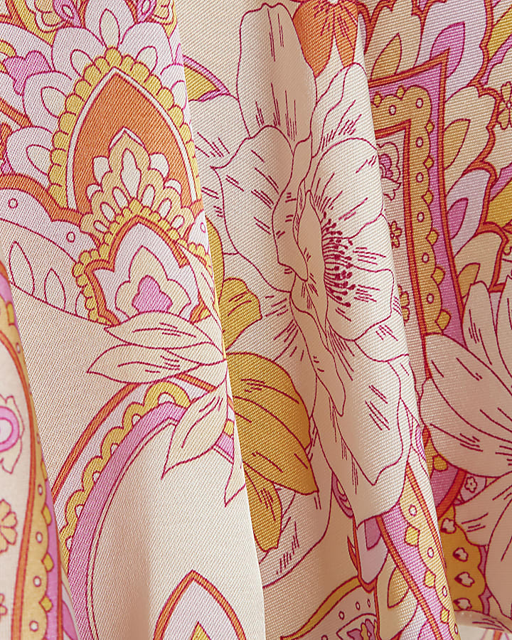 Pink Paisley Print Wide Leg Jumpsuit