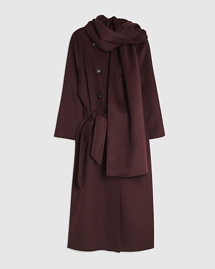 Red Handmade Scarf Coat