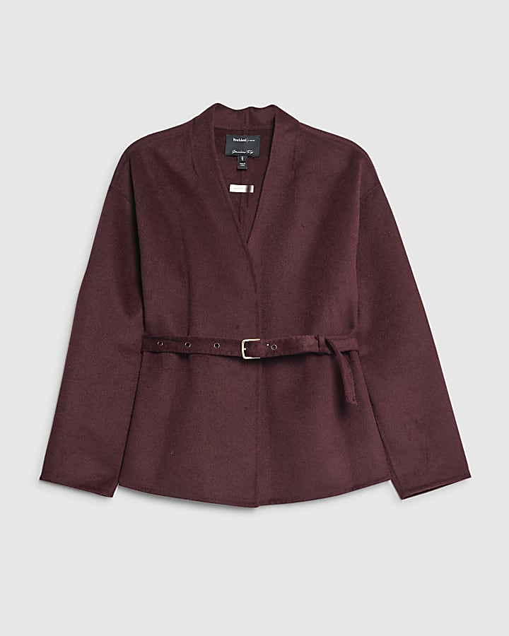 Red Handmade Short Belted Jacket