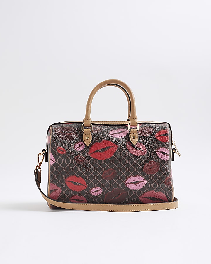 Brown Morgan Lips Monogram Cross body Bag