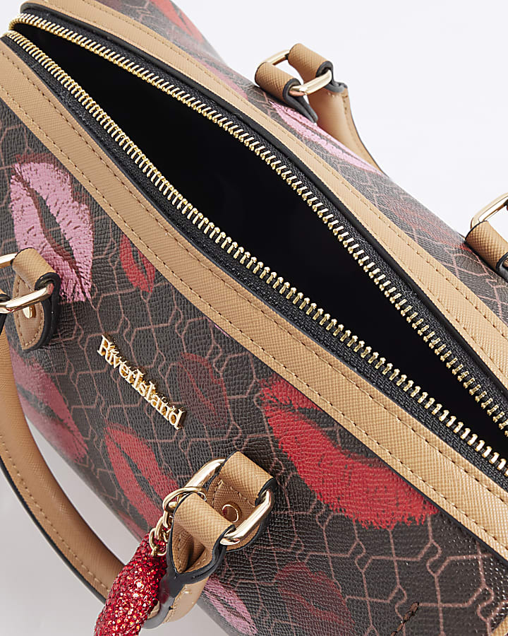 Brown Morgan Lips Monogram Cross body Bag