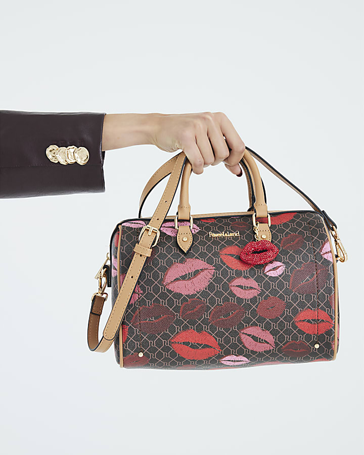 Brown Morgan Lips Monogram Cross body Bag