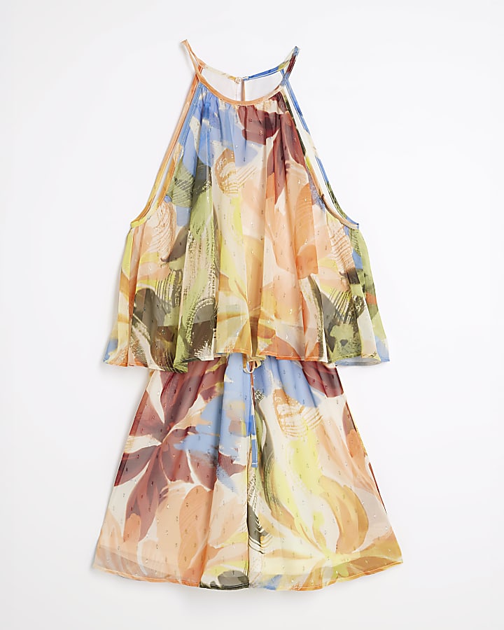 Multi Colour Sleeveless Floral Playsuit