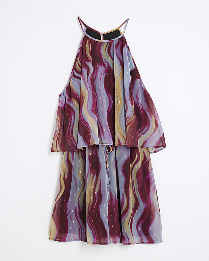 Brown Sleeveless Abstract Playsuit