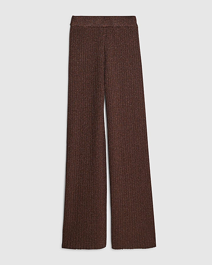 Brown Glitter Wide Leg Trousers
