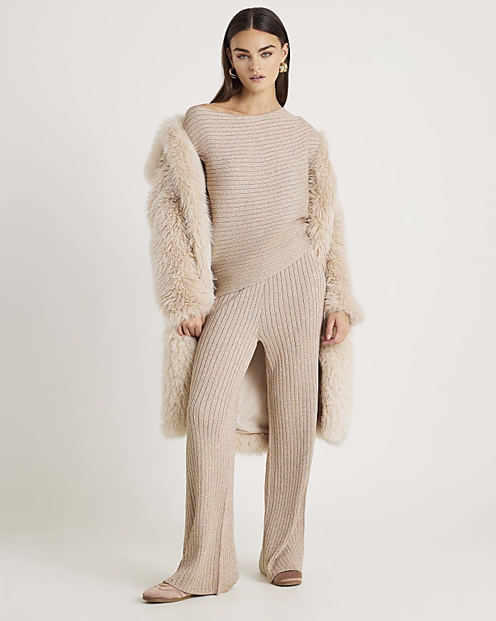 Gold Glitter Wide Leg Trousers