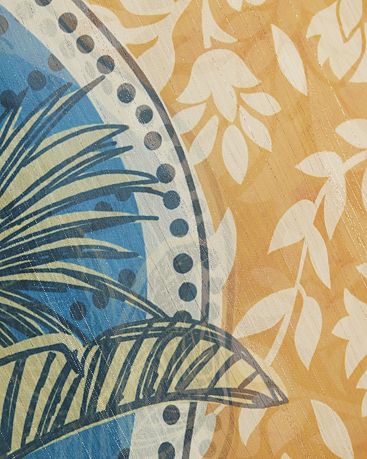 Yellow Printed Long Sleeve Beach Dress