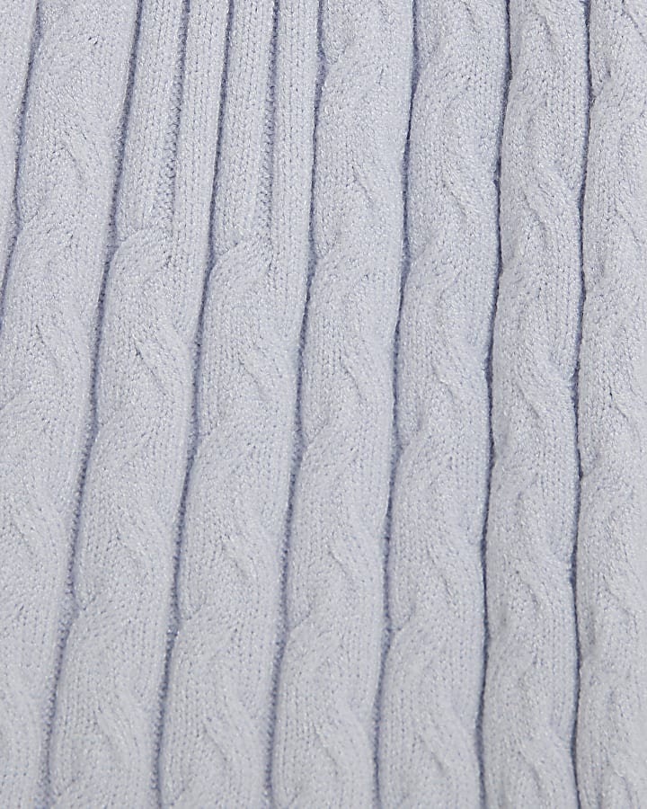 Blue Wide Leg Cable Knit Trousers