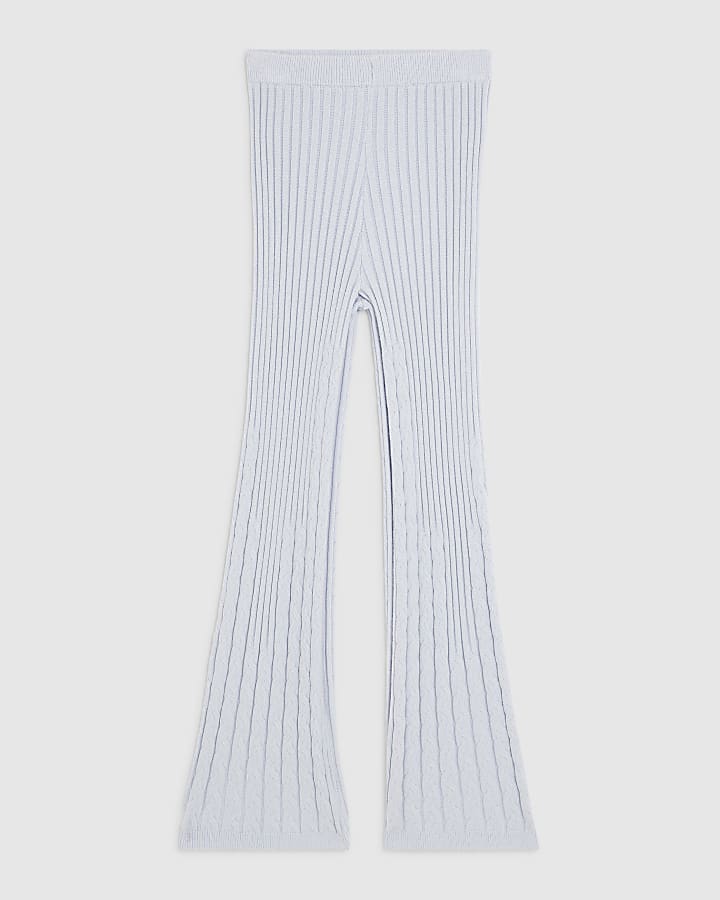 Blue Wide Leg Cable Knit Trousers