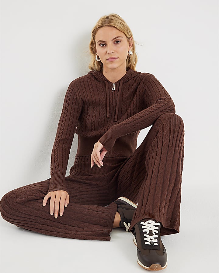 Brown Cable Knit Trousers
