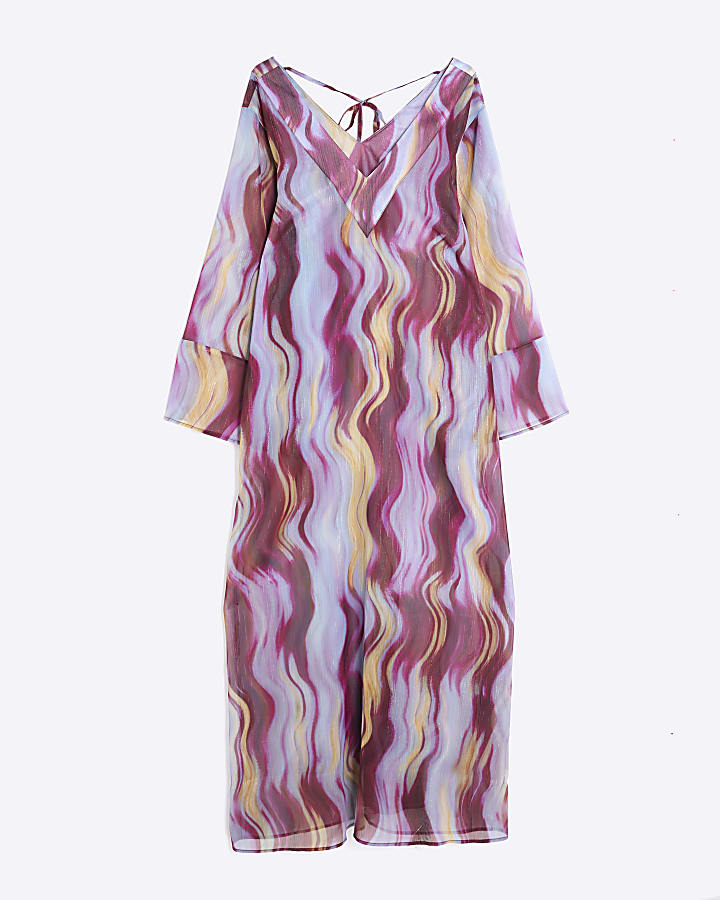 Multi Coloured Printed Maxi Tunic Beach Dress