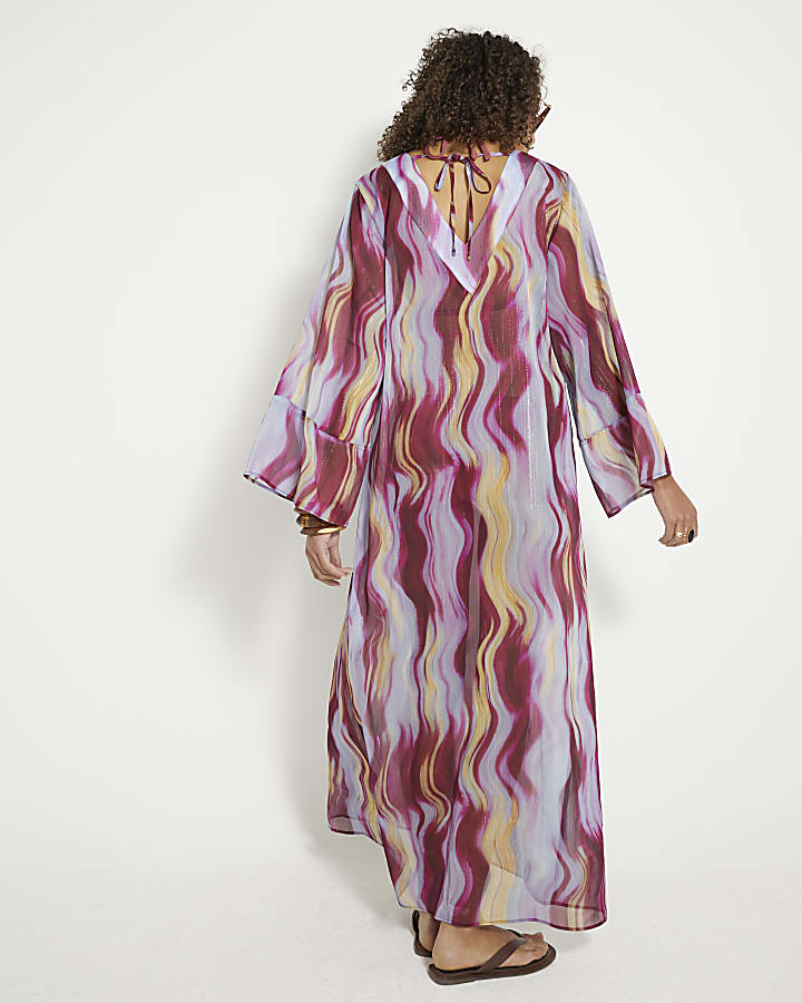 Multi Coloured Printed Maxi Tunic Dress