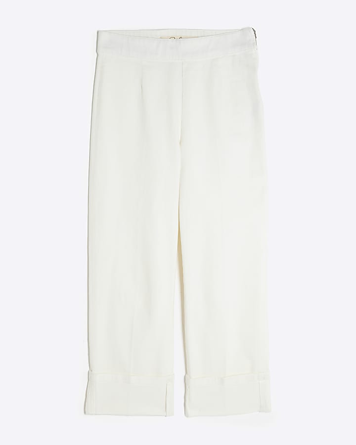 White Turn Up Slim Leg Jeans