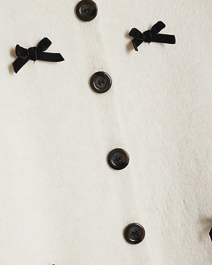 Cream Knitted Bow Detail Loungewear Set