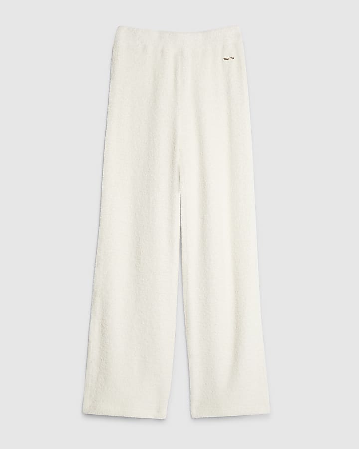 Cream Fluffy Cosy Wide Leg Trousers