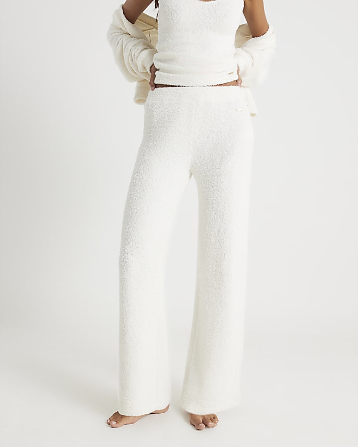 Cream Fluffy Cosy Wide Leg Trousers
