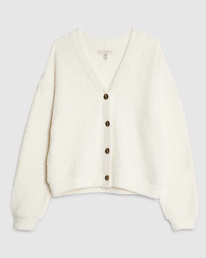 Cream Long Sleeve Fluffy Cardigan
