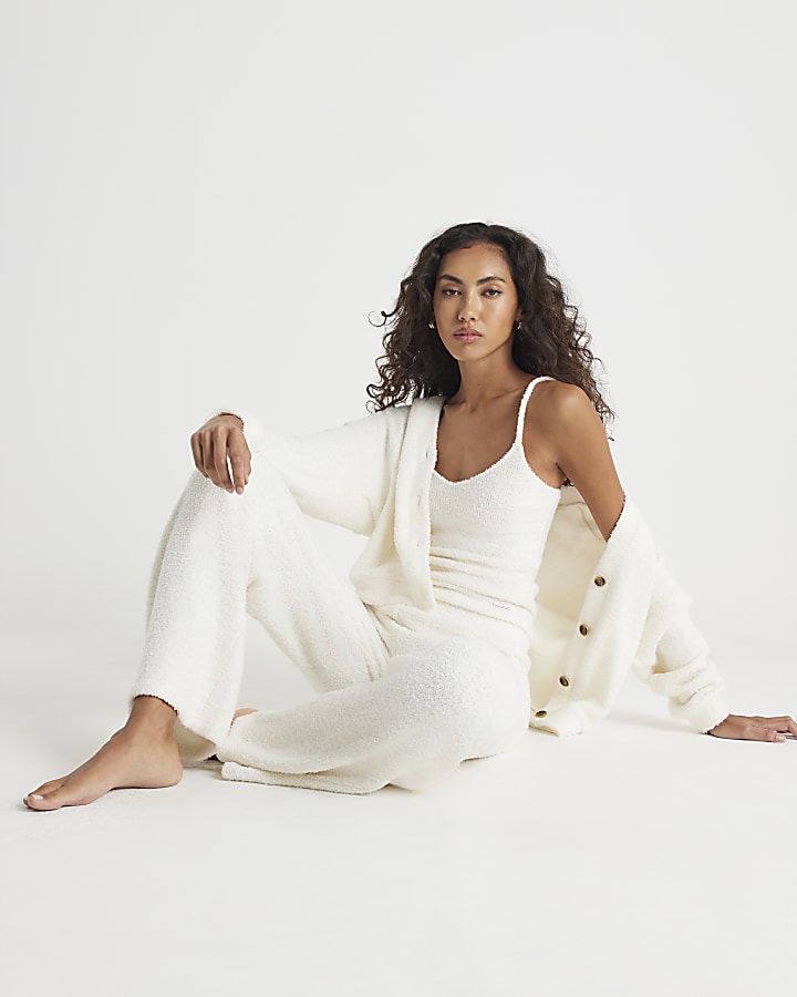 Cream Long Sleeve Fluffy Cardigan