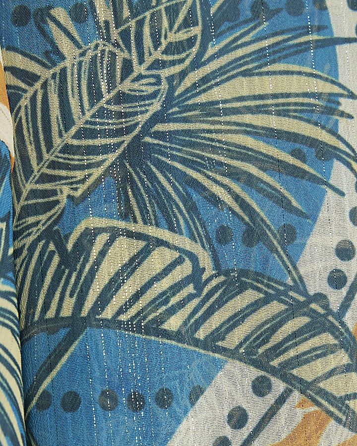 Blue Printed Longline Kimono