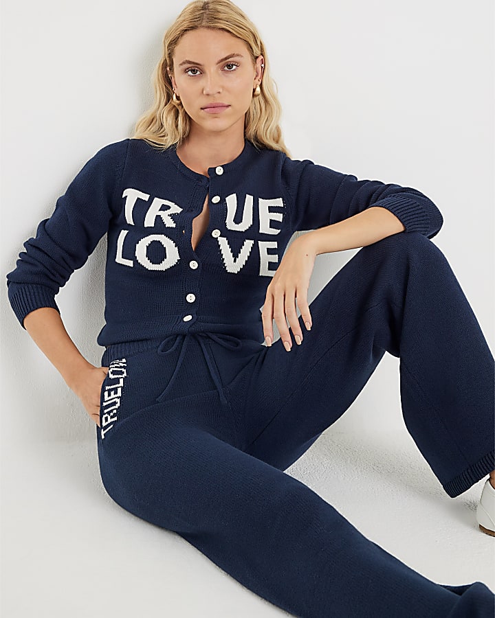 Navy True Love Cardigan Trousers Set