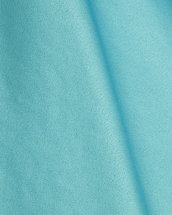 Blue Satin Cowl Neck Cami Top