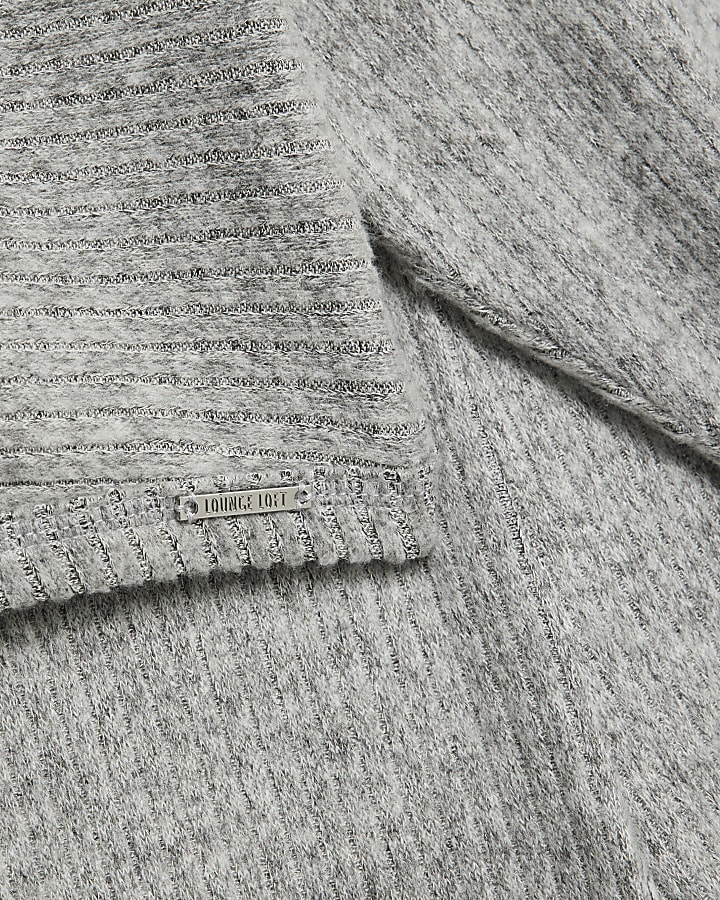 Grey Ribbed Batwing Knitted Set