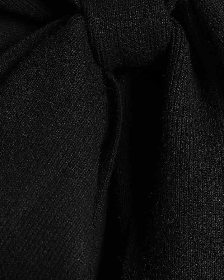 Black Knit Neck Bow Tie Jumper
