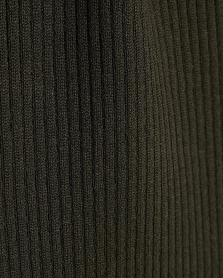 Green Ribbed Roll Neck Top