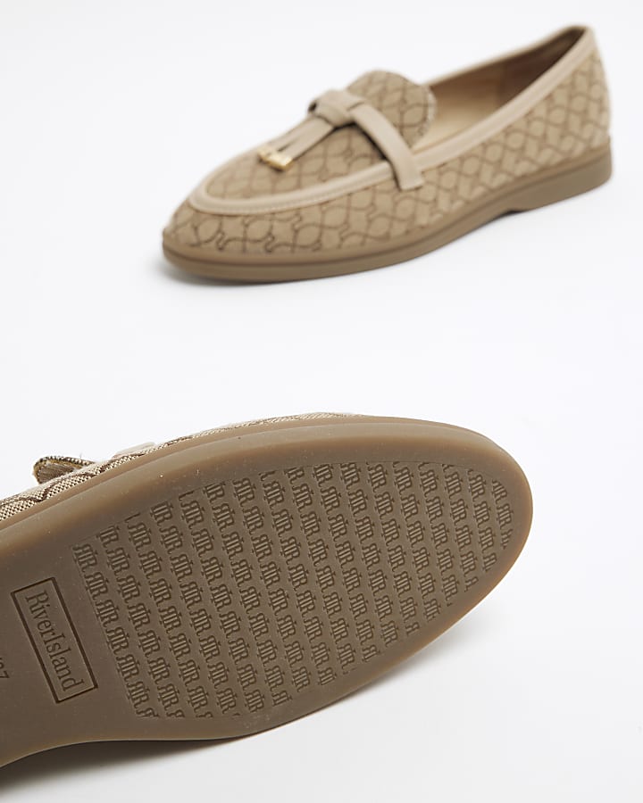 Beige Monogram Tassel Loafers