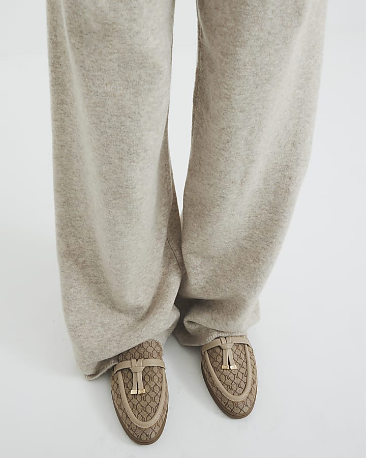 Beige Monogram Tassel Loafers