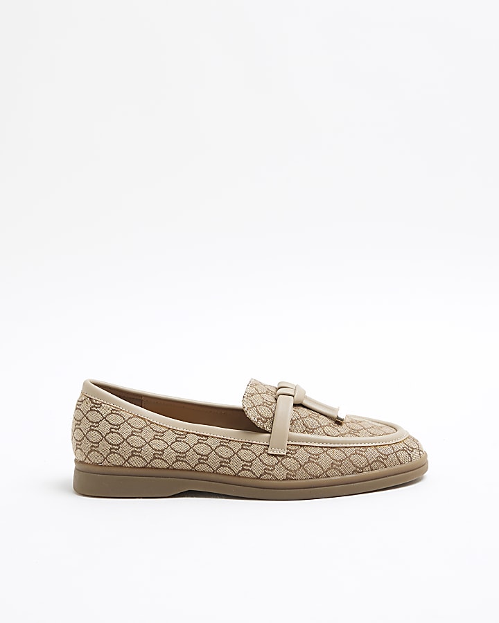 Beige Monogram Tassel Loafers