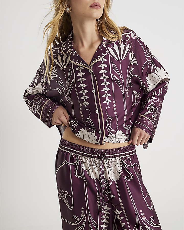 Red Floral Print Pyjama Set