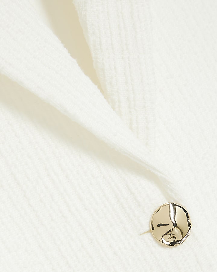 White Short Sleeve Boucle Jacket
