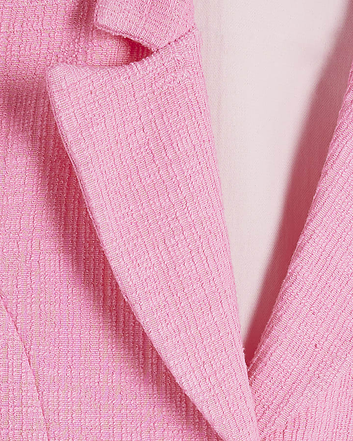 Pink Boucle Short Sleeve Jacket