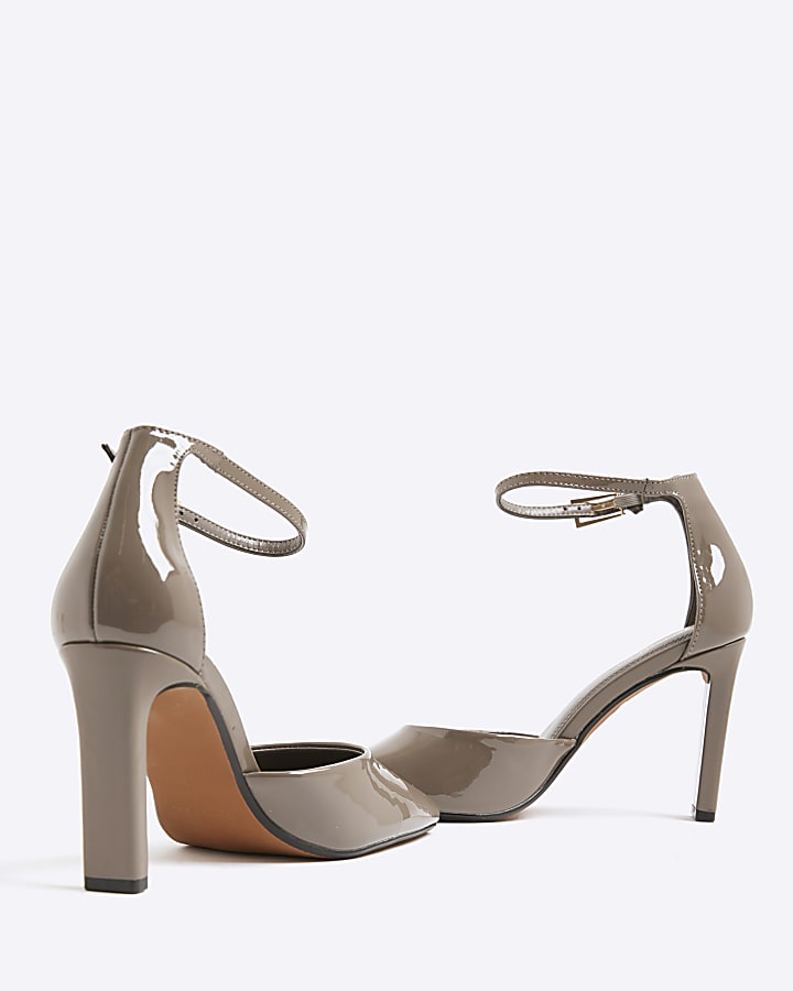 Grey Patent Closed Back Heels