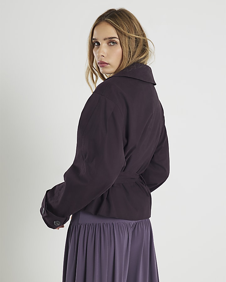 Purple Cropped Trench Coat