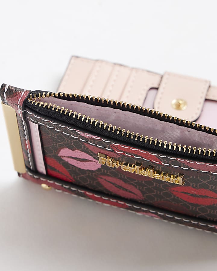Brown Morgan Lips Monogram Print Purse