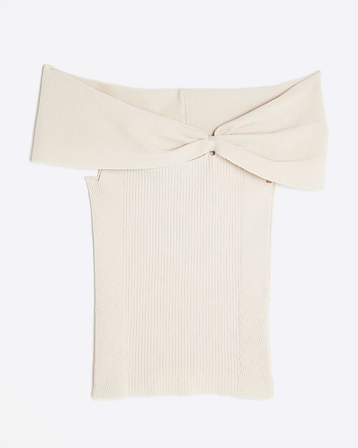 Cream Knit Bardot Top