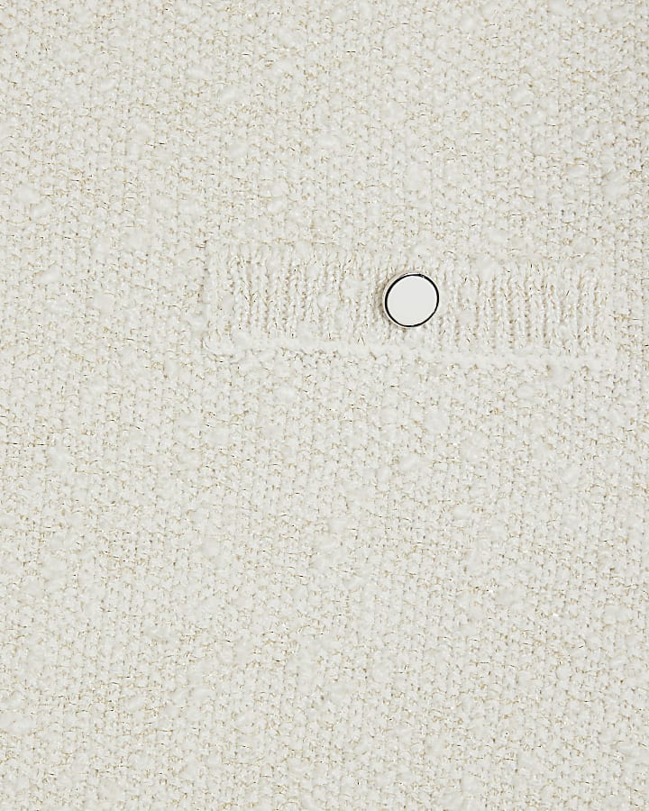White Short Sleeve Boucle T-shirt