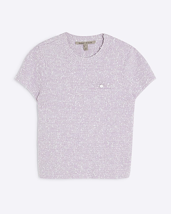Purple Short Sleeve Boucle T-shirt