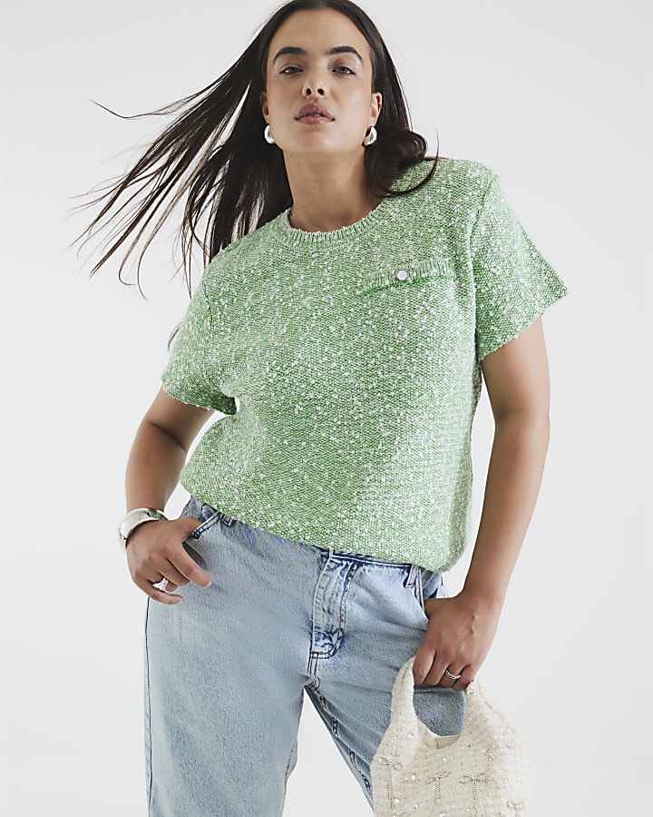 Green Short Sleeve Boucle T-shirt